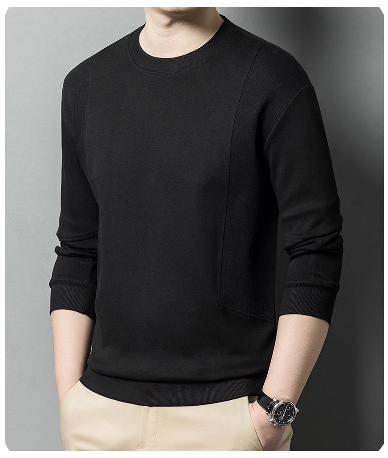 Men's Patchwork Cotton Hoodie - Spring/Autumn Long Sleeve Round Neck Trendy Fashion Top