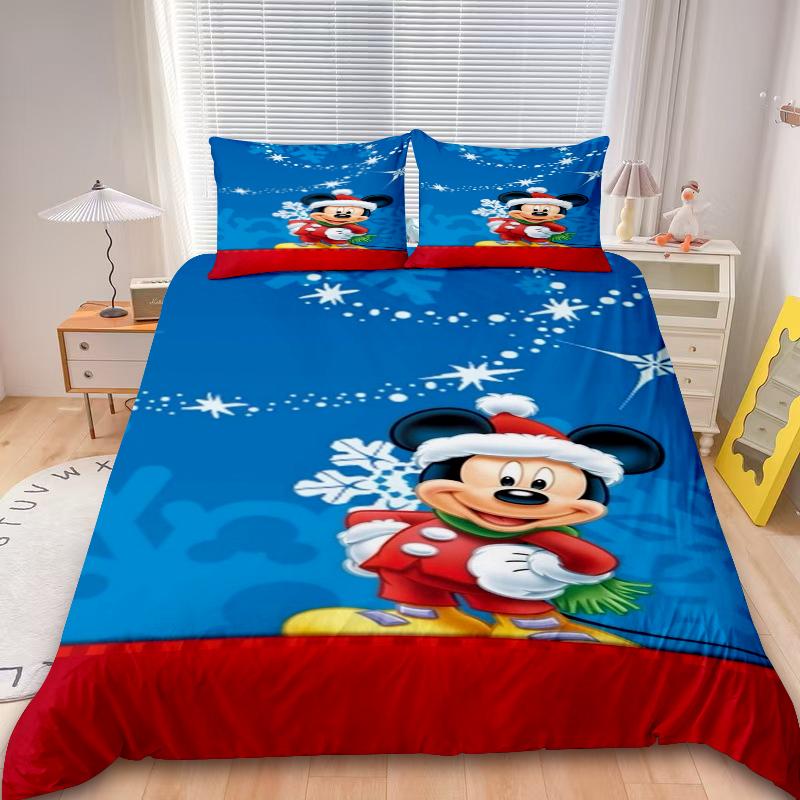 Duvet Cover Set Mickey Merry Christmas Cartoon Bedding Set Comforter Cover For Children Teens Holiday Gifts Bedroom Decor
