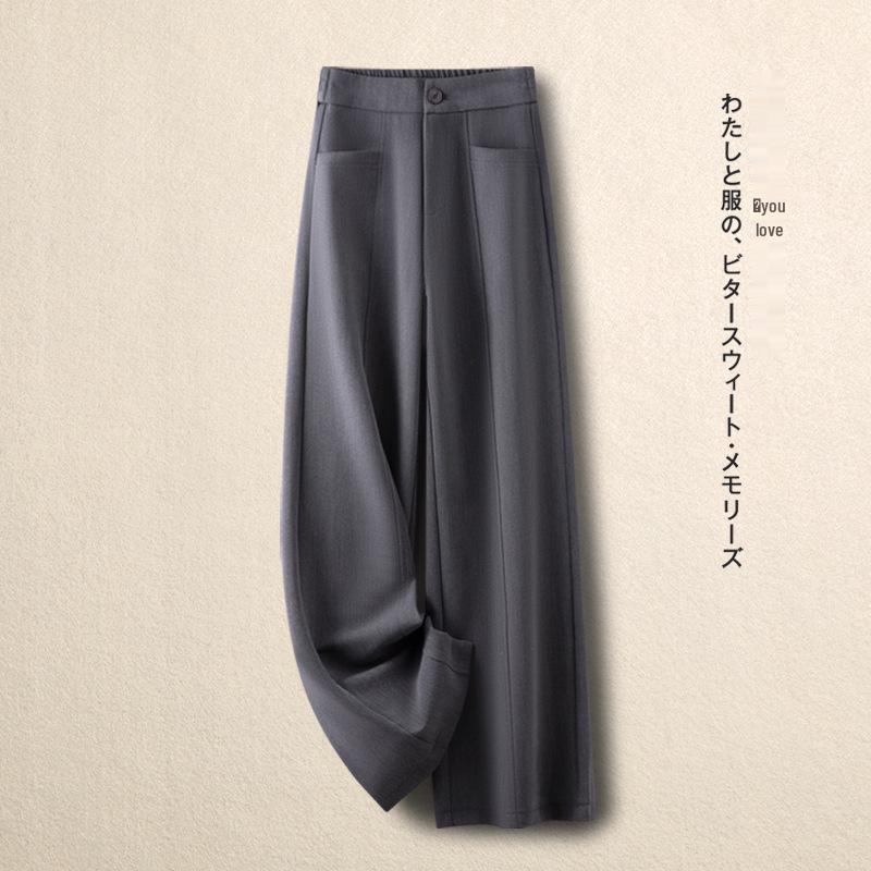 Women's Purple Elastic High Waist Wide-Leg Pants - Autumn 2025 Slimming, Casual, Loose, Drapey Style.