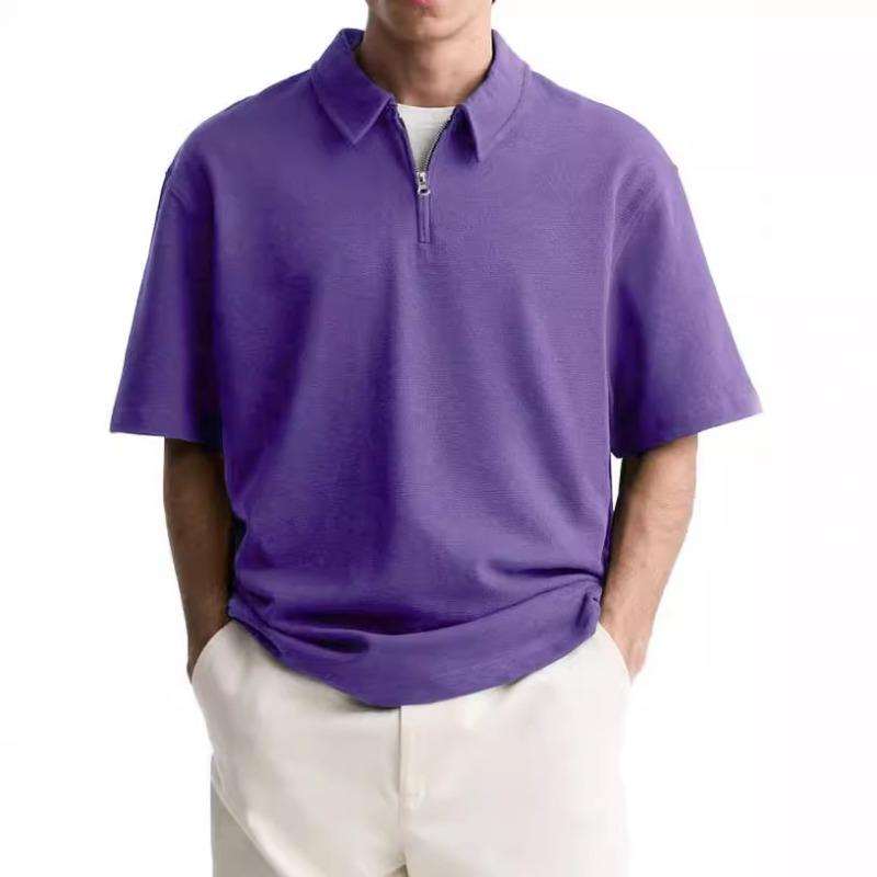 New Men's Casual Zipper Top Comfortable Breathable Lapel Polo Shirt