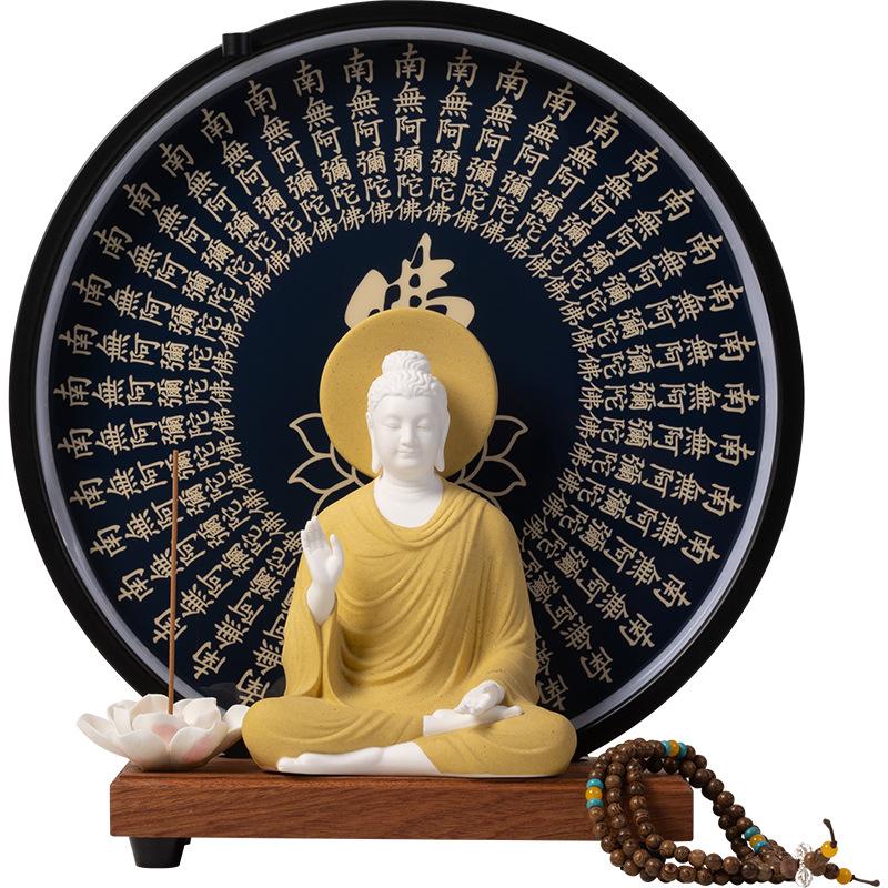 Buddha Statue Tathagata Buddha Figure Sakyamuni Large Buddha Statue Ceramic Lamp Circle Customized For Incense Porch Home Decor