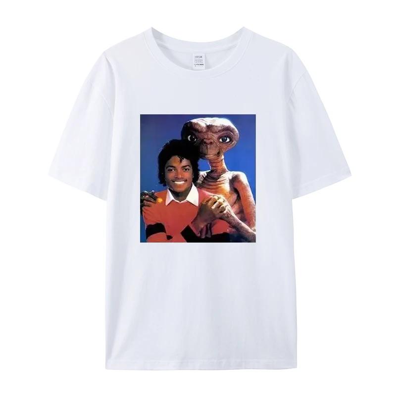2025 Sommer Mode Kurzarm, Michael Jackson und E.t.T Rundhals Lockeres T-Shirt für Männer und Frauen