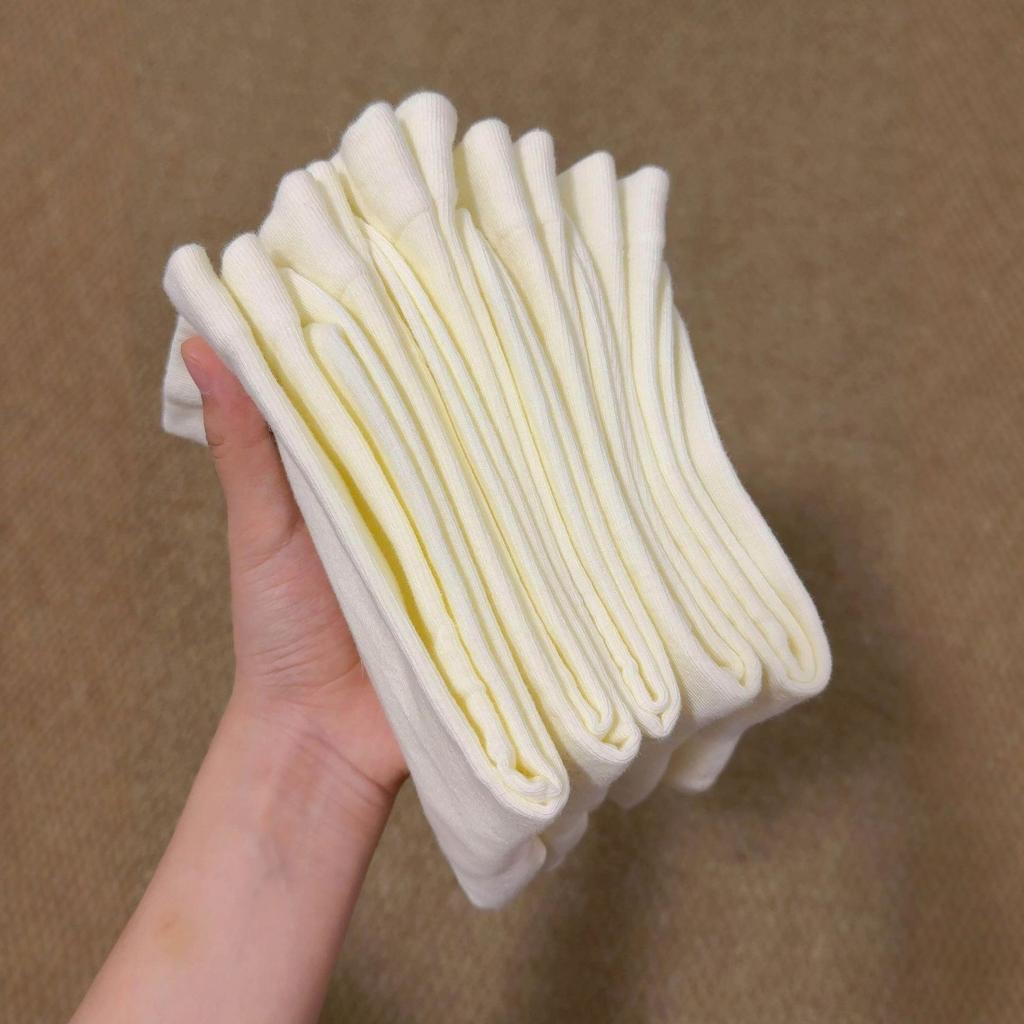 White Boneless Socks Women'S Mid-Tube Socks Ins Trendy Cotton Socks Spring And Summer Solid Color Anti-Pilling Loose Confinement Stacking Stockings