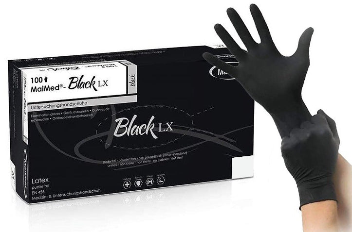 Gants en Latex non poudrés BLACK LX Noir x100 - MaiMed - Fist Anal