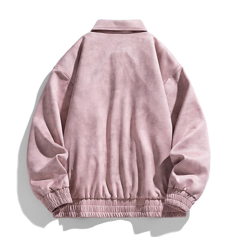 American Retro Purple Lapel Leather Jacket Men's Maillard High-end Suede Couple's Jacket