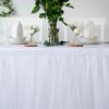 1pc White Mesh Table Skirt with Gold Edge, One Layer of Cloth, Two Layers of Yarn Velcro Table Skirt, Wedding Party Decorations
