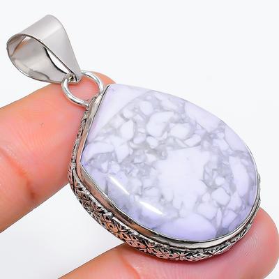 Natürlicher Howlith Jaspis Edelstein 925 Sterling Silber Geschenk Anhänger 1,97" Y5v25