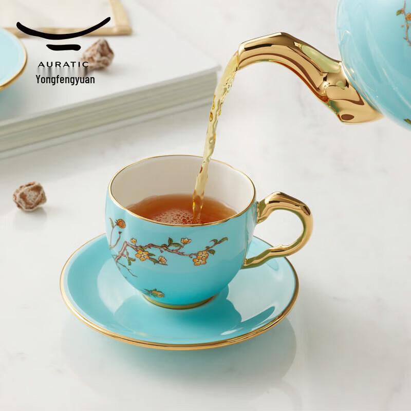 Yongfengyuan Madam Porcelain West Lake Blue 150ml Tea/Coffee Cup & Saucer Gift Set