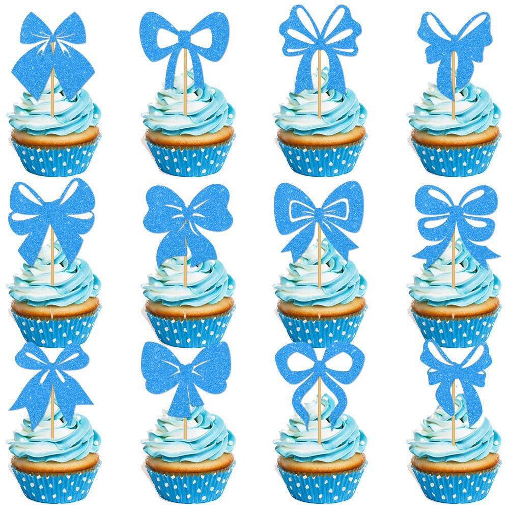 Birthday Bow Creative Sparkling Paper Flag Cake Decoration Plugin Party Props