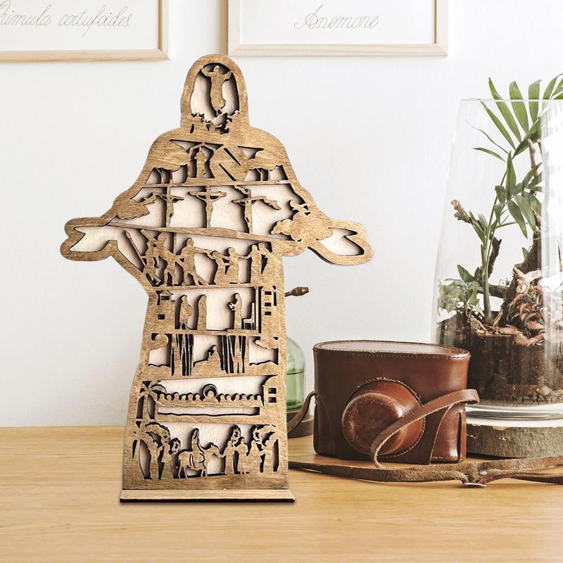 Tomb Easter Tray Bundle Kit Cross Angel Tomb Easter Tray Decorative Ornament Wooden Christian Nativity Decoration