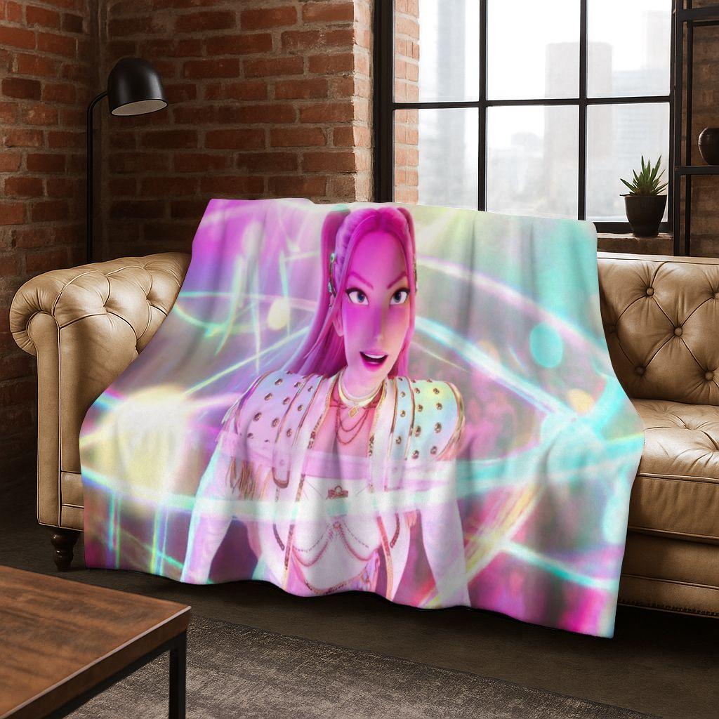 26 Stil Neue KPOP Dämonenjäger Rumi Mira Zoey Cartoon Flanell Decke, Gemütliche Weiche Überwurfdecke für Zuhause Schlafzimmer Bett Sofa Abdeckung