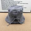 American Retro Denim Bucket Hat Old Washed Metal Label Adjustable Daily Versatile Sunshade Basin Hat Foldable