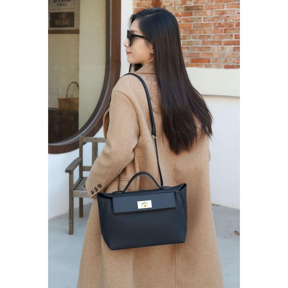 Women s Bag With High-end Feel Genuine Leather Top Layer Cowhide Tote Large Capacity Fashionable Versatile Mailman 29cm чёрный