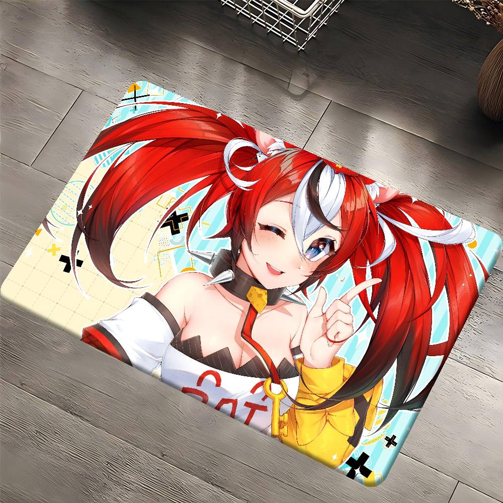 Game H-HololiveS H-Hakos Baelz Anime Hallway Carpet Washable Non-Slip Living Room Sofa Chairs Area Mat Kitchen Doormat Area Rug