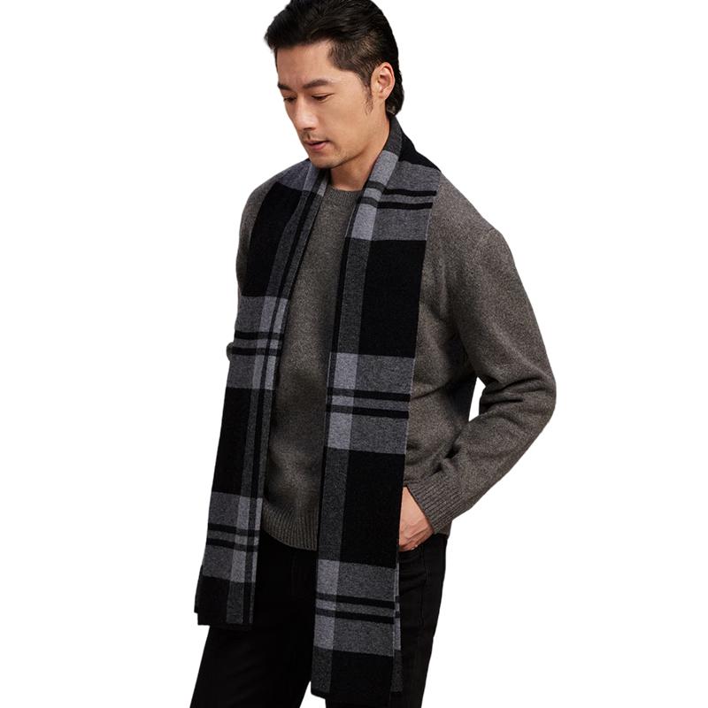 

Shanghai Story Men s 100% Wool Plaid Scarf 30x180cm