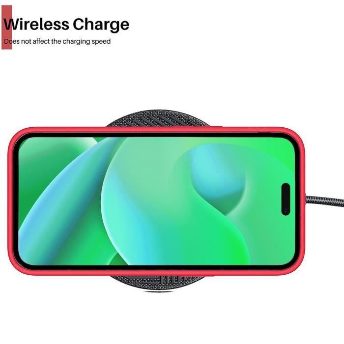 Protective Case - E.F.CONNECTION - for iPhone 14 Pro Max - Red Silicone - 2 Tempered Glasses - Shockproof