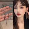 European and American exaggerated metal bow fringed stud earrings women's s111 silver needle fashion personality temperament long earrings