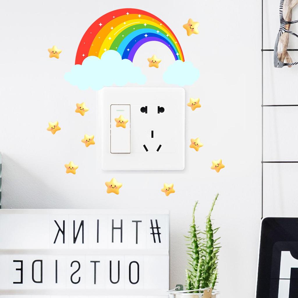 Luminous Rainbow Star Fluorescent Wall Stickers for Bedroom Decor