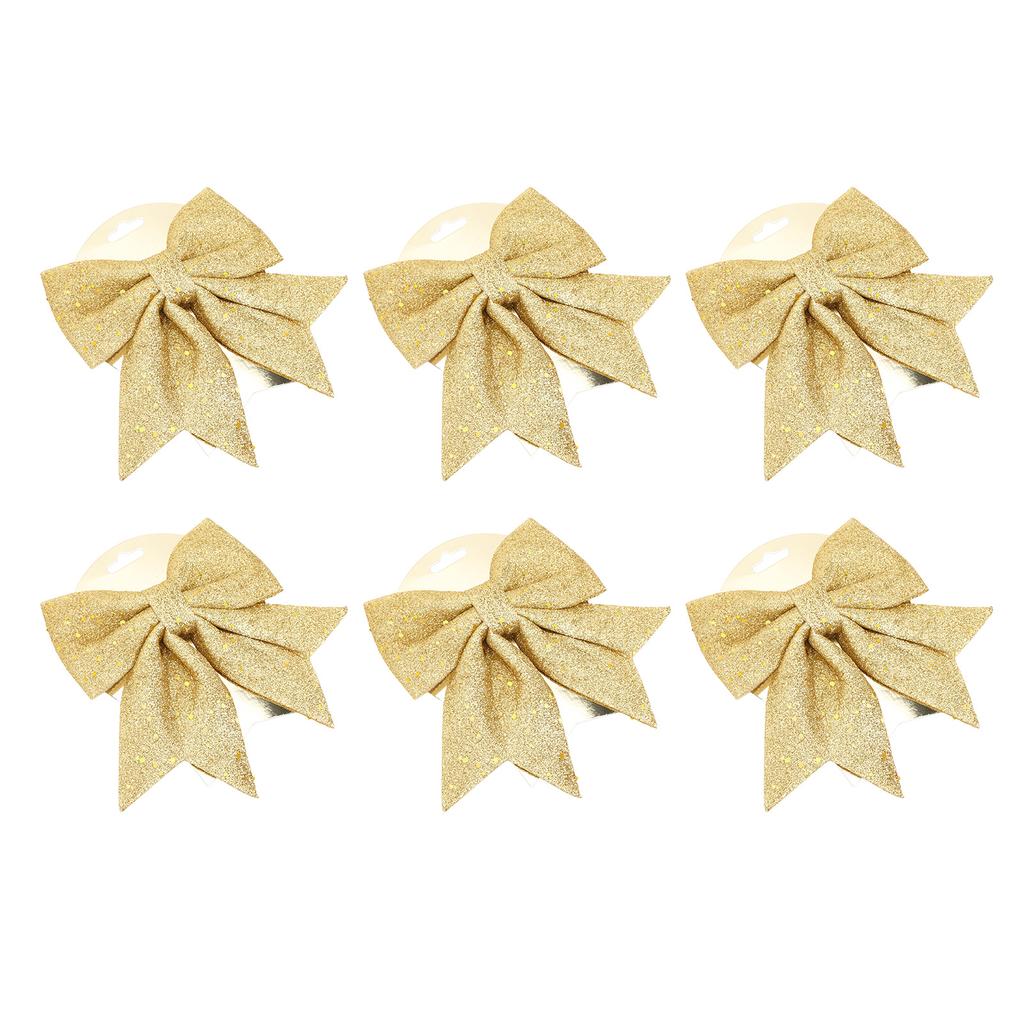 6pcs Glitter Bow Ornaments Multifuntional Party Accessories Xmas Decorative Glitter Ties for Valentine Day Wedding