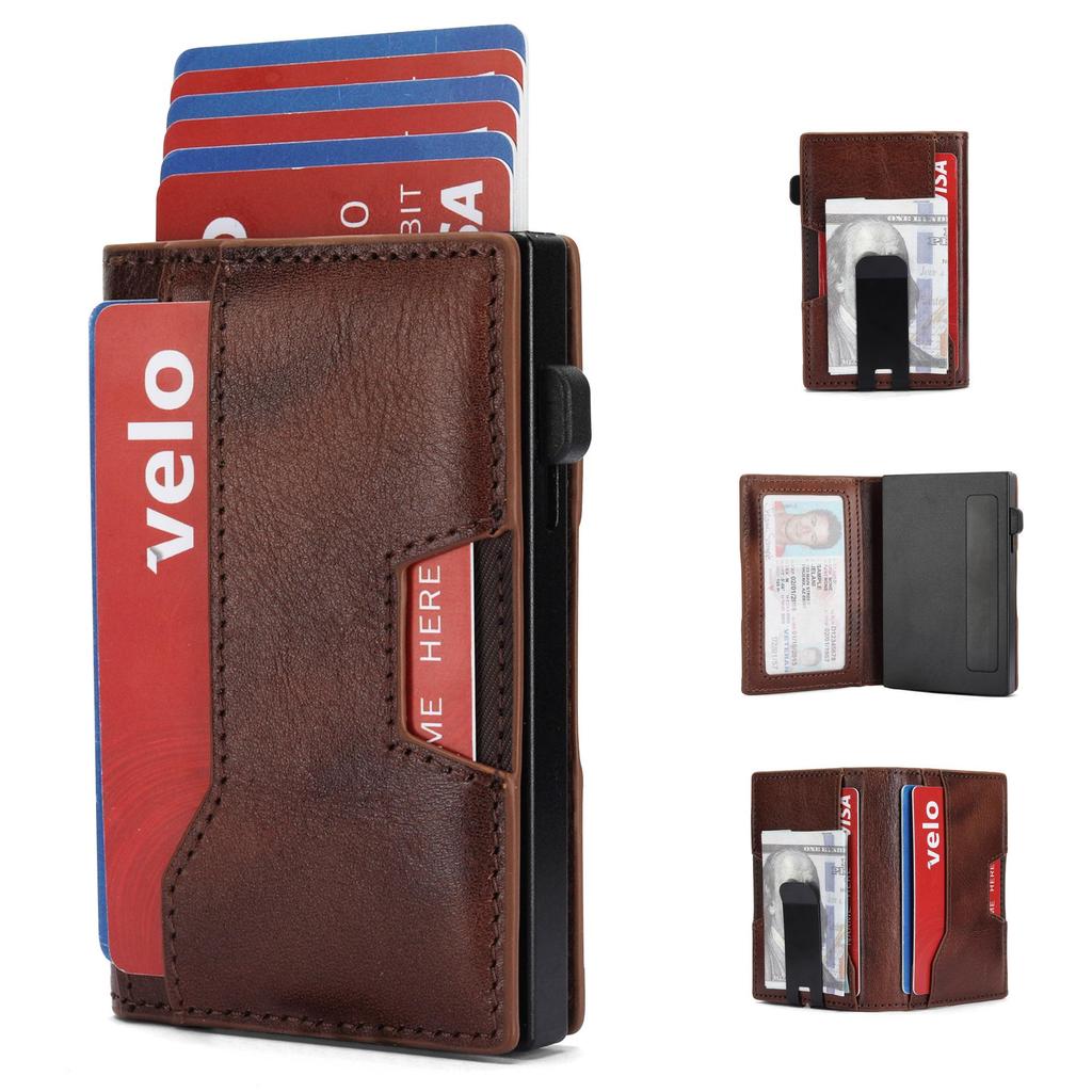 Men's Anti-Theft Genuine Leather Wallet with 20% Fold & Card Storage