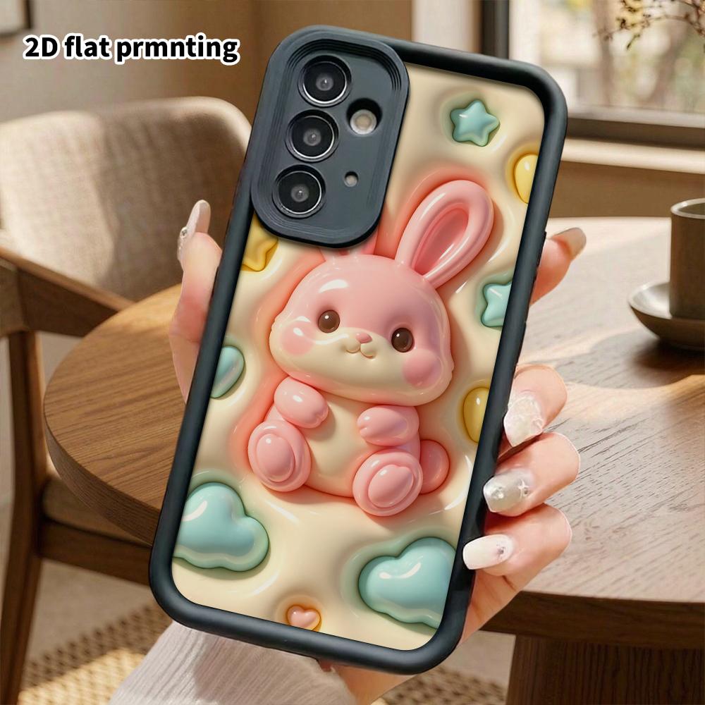 Phone Case: 2D Flat, Suitable for Samsung Galaxy A34 A35 M05 M06 S20 S22 S21 FE Plus 5G Protective Case, Cute Pink Little Bunny, Perfect Holiday Gift