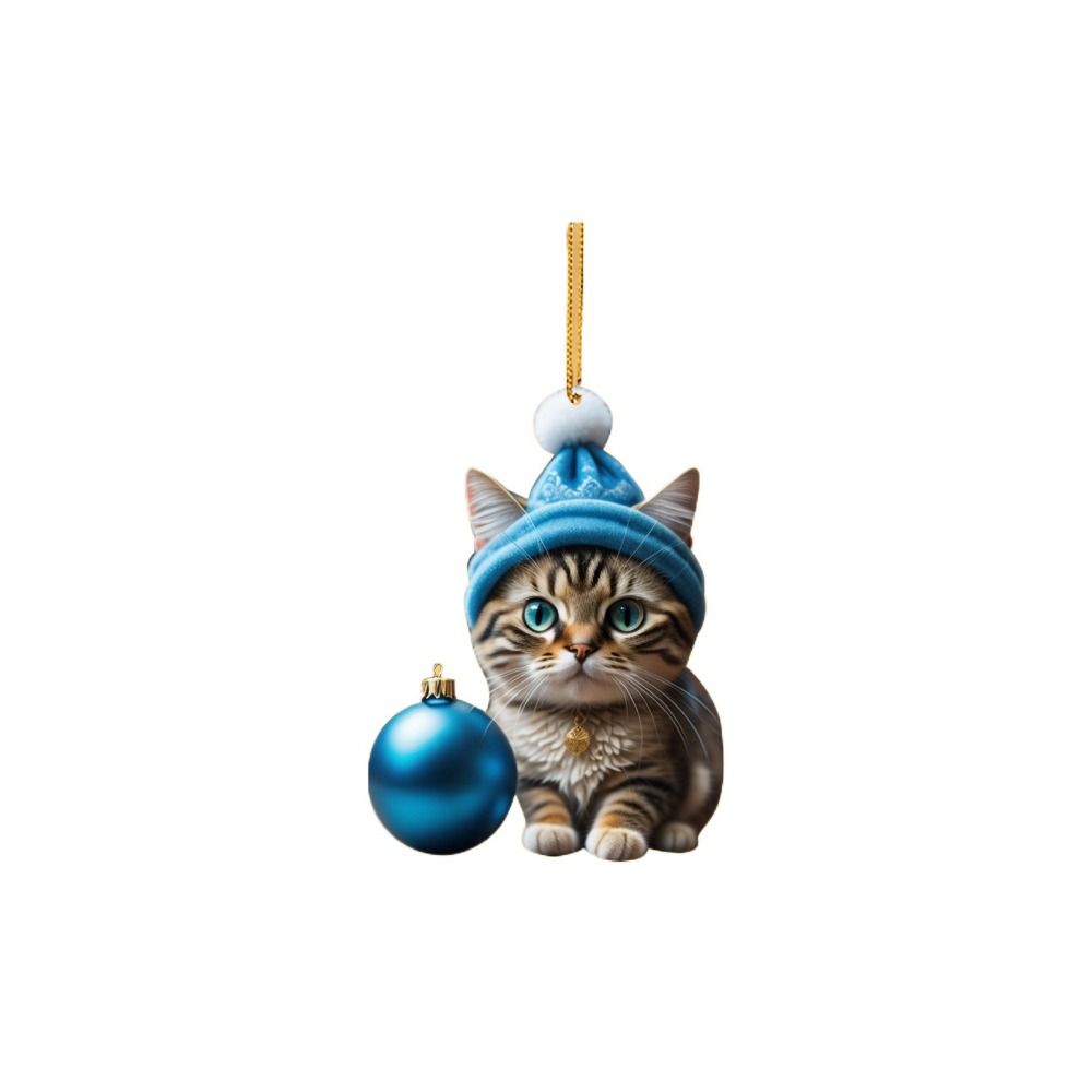 2D Christmas Tree Hanging Pendant Decorative Cat Hanging Decoration  New Year