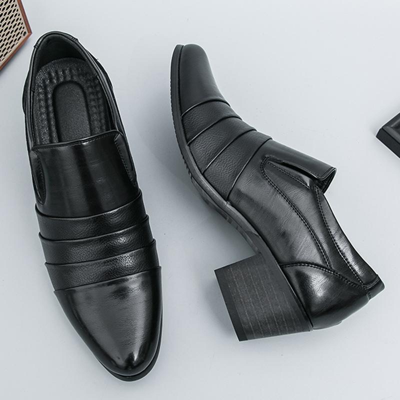 

Новая Мода Мужские Остроносые Черные Коричневые Деловые Туфли для Увеличения Роста Мужские Свадебные Выпускные Вечера Вечера Встреч Плоские Туфли Zapatos Hombre 38