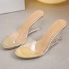 Shoes for Women Summer New Fashion Slip-on Women High Heels Crystal Wedge Shoes Female Peep Toe Casual Sandals Woman Slippers