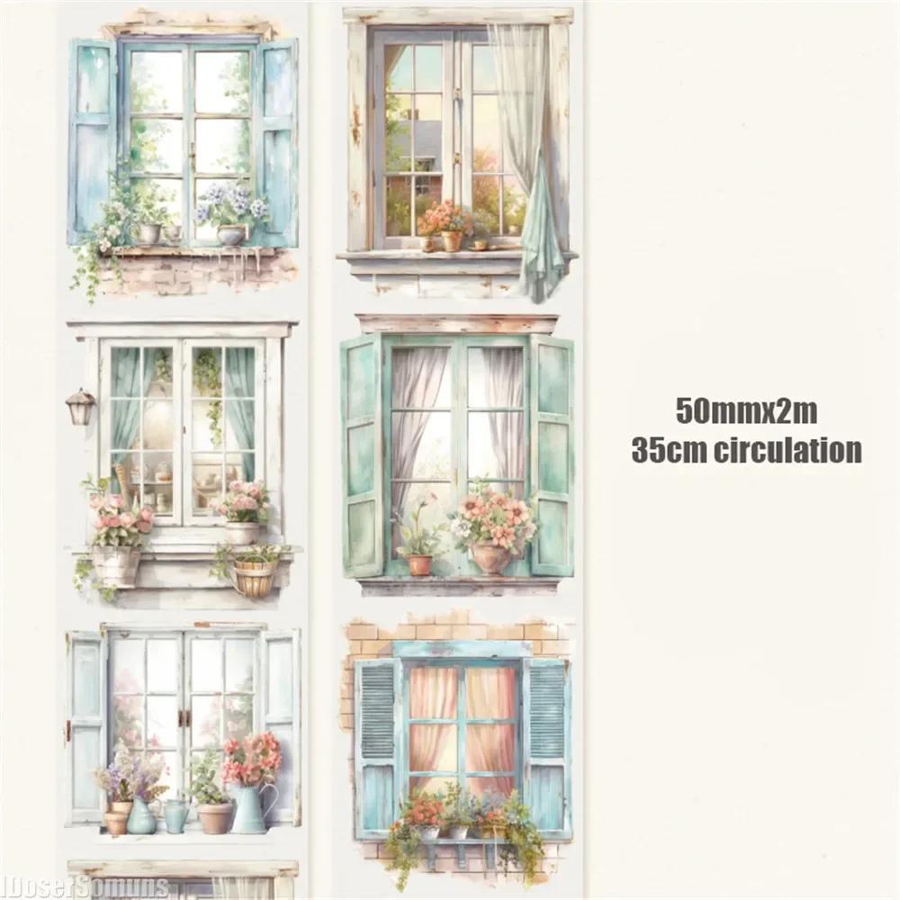 5cm*2m Creative Flower PET Tape For Collage Junk Journal Scrapbooking Diy Diary Album Material Masking Tape Stickers