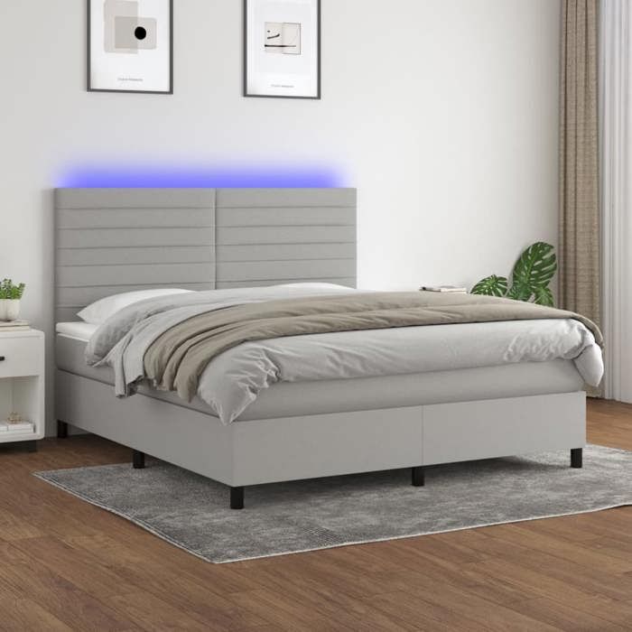 VidaXL Sommier à Lattes de Lit avec Matelas et LED, Lit Rembourré, Lit Double, Lit Adulte de Chambre à Coucher Intérieur, 3134973