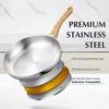 10 inch 12 inch Deep Cooking Frying Pan with Lid No Coating Stainless Steel Frying Pan Skillet with Heat-resistant Handle
