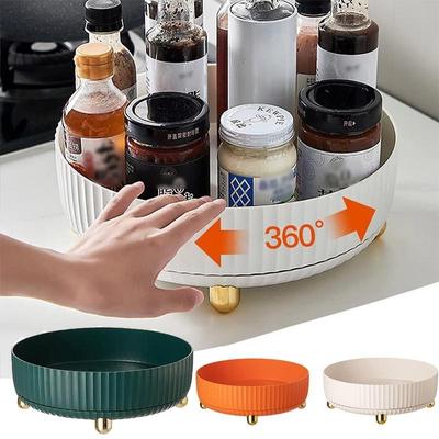 360 Rotation Non-Skid Spice Rack Pantry Cabinet Turntable with Wide Base Storage Bin Rotating Organizer for Kitchen