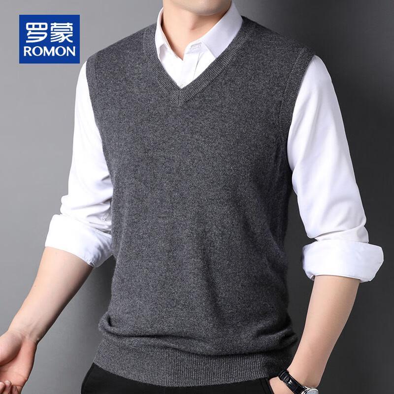 ROMON Men's 100% Cashmere V-Neck Knitted Vest