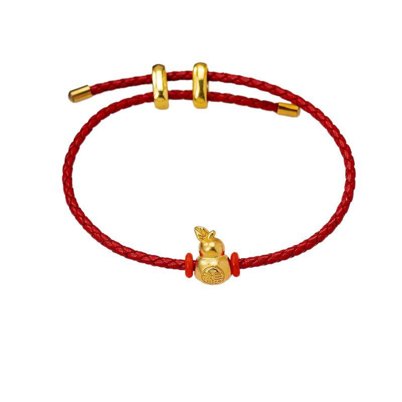 Gold Sand Zodiac Red Rope Braided Bracelet - Retro, Versatile & Luxurious Series