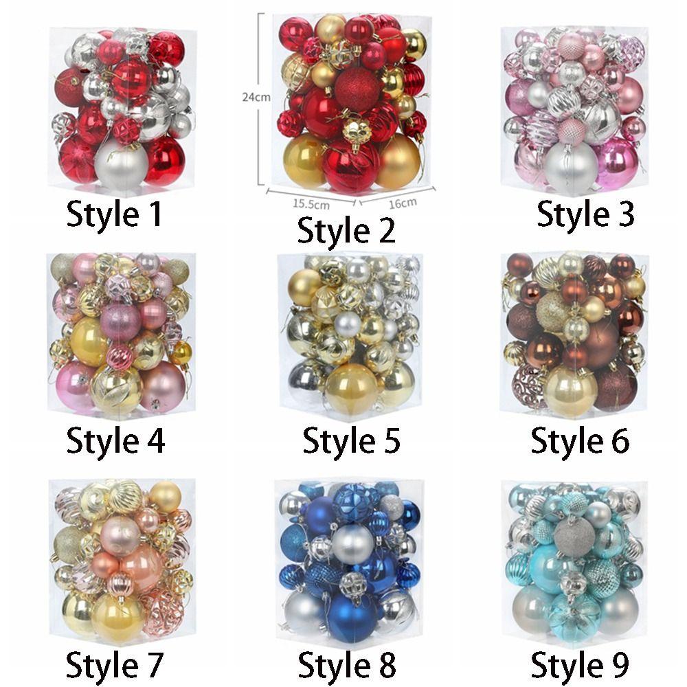 34pcs Crafts 4/5/6/8cm Christmas Ball Delicate Creative Christmas Tree Pendant Painted Colorful Hanging Ornament Party