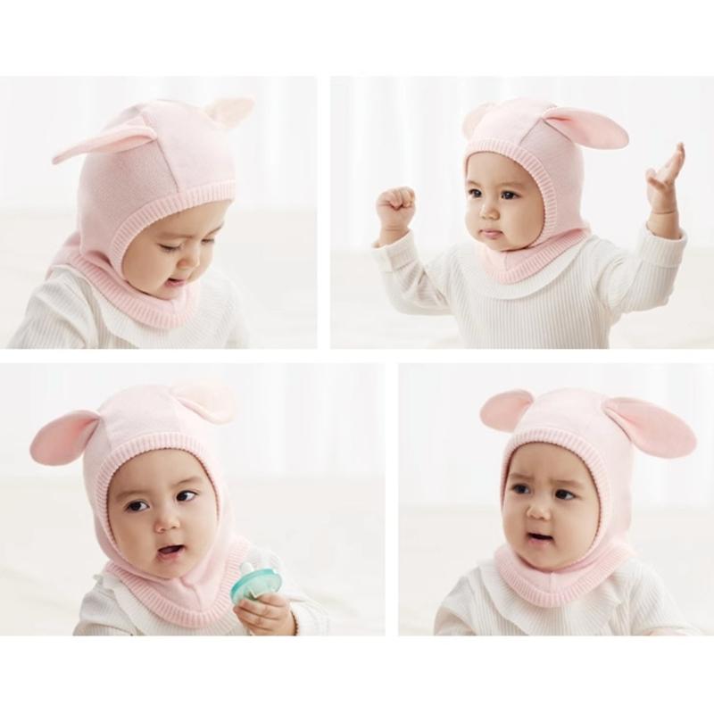 Baby Strickmütze, Herbst Winter Baby Mädchen Jungen Kopfschutz Mützen Kappe Integrierter Ohrenschutz Mütze Warme Mütze Kappe