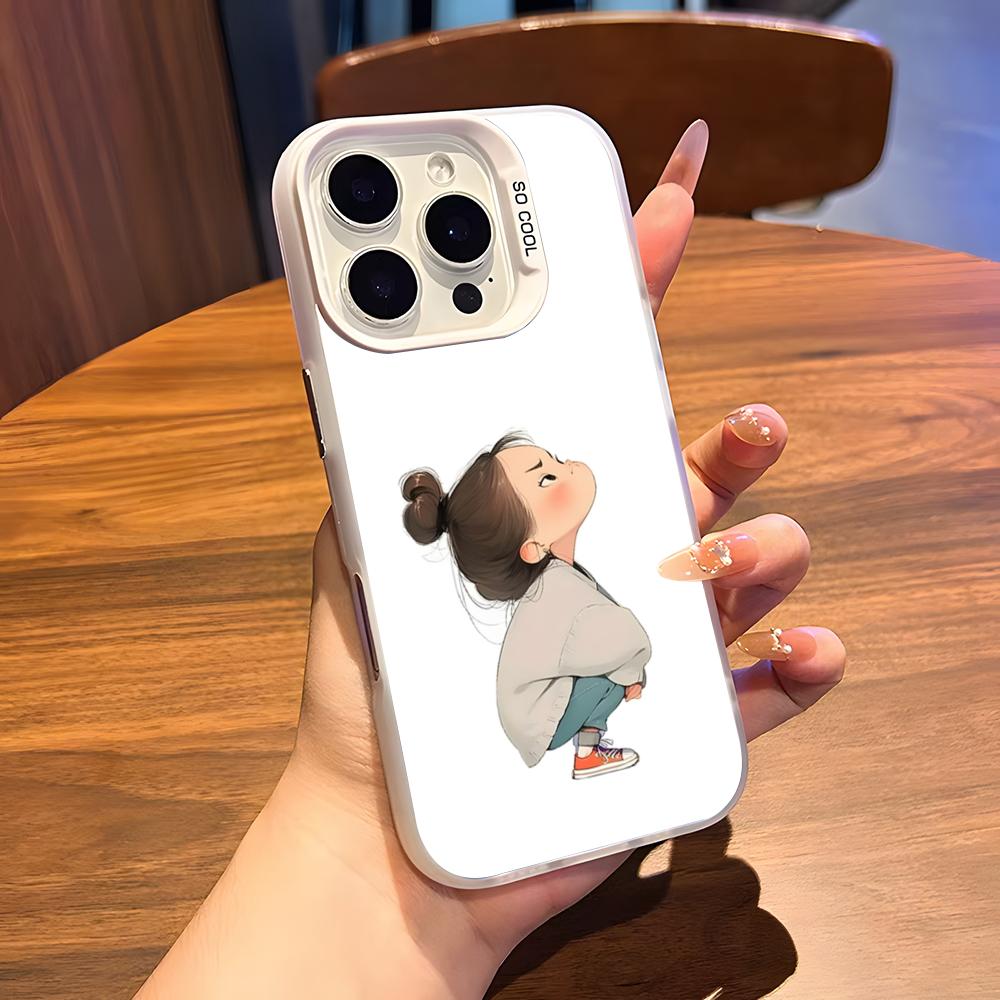 Cute Angry Little Girl Phone Case For IPhone 17 Air 16 15 14 Plus 13 12 11 Pro 7 8 XS Max XR Silver White Bumper Case