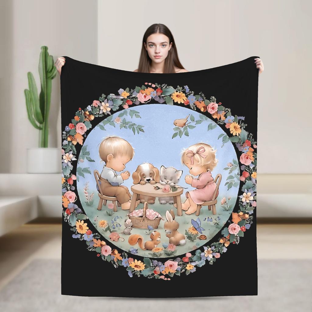 Warm Soft Blankets Picnic Sarah Kay Throw Blanket  Flannel Bedspread For Bedroom Novelty Sofa Bed Cover