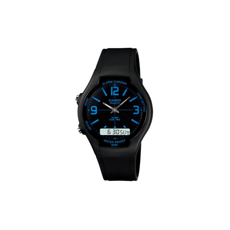 

Casio STANDARD Series Retro Classic Classic Pointer Dual Display Multi-Function Movement Quartz Movement Rubber Strap Japanese and Korean AW-90H-2B чёрный