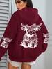 Süßer Haar-Kuh-Cartoon-Druck Kapuzenpullover Damen Fleece Herbst Streetwear Bequemer Lässiger Hoodie Y2K Tasche All-Match Kapuzenpullover