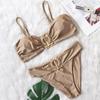 Sexy Bikini Solid Color Strapless High Waist Swimwear Women's Swimwear