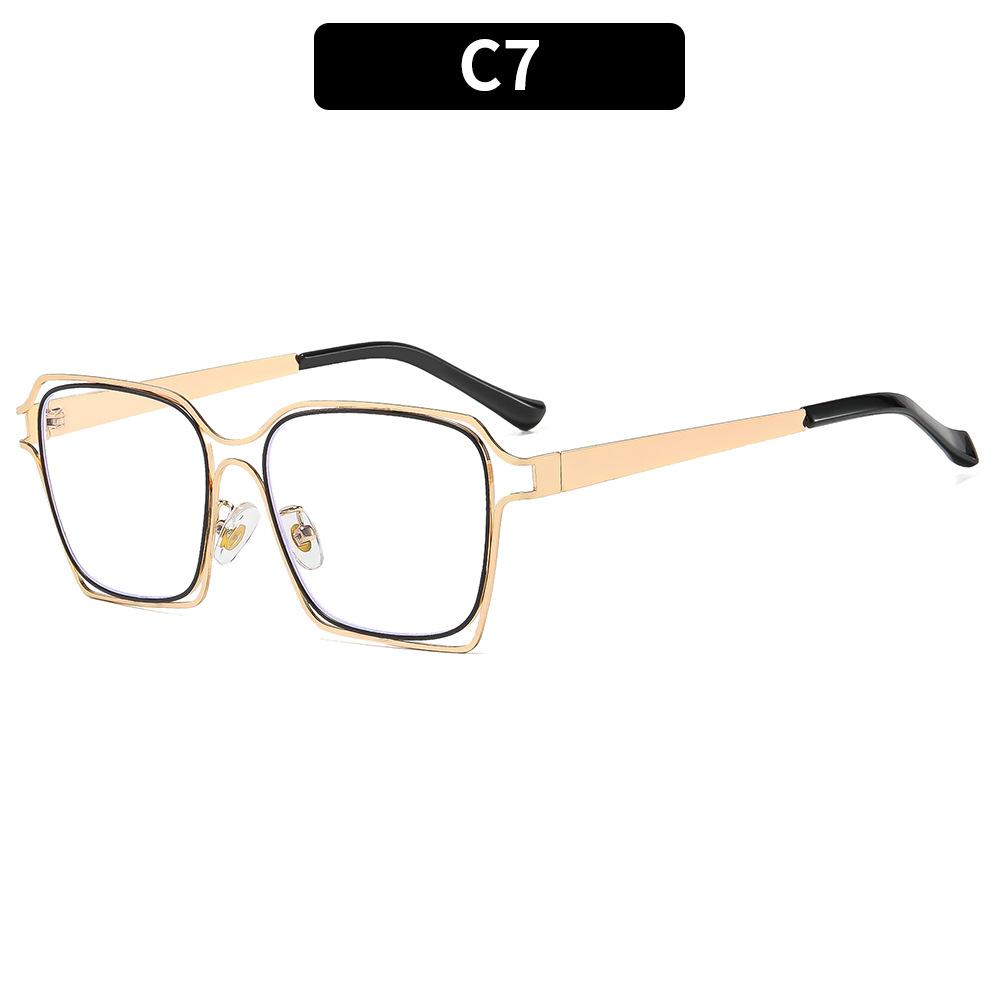Women's eyeglasses - unisex fashion square hollow metal glasses
