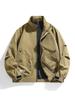 2025 Men's Stand-Collar Solid Color Jacket: Hong Kong Style, Casual Plus Size, Thin Military-Industrial Coat