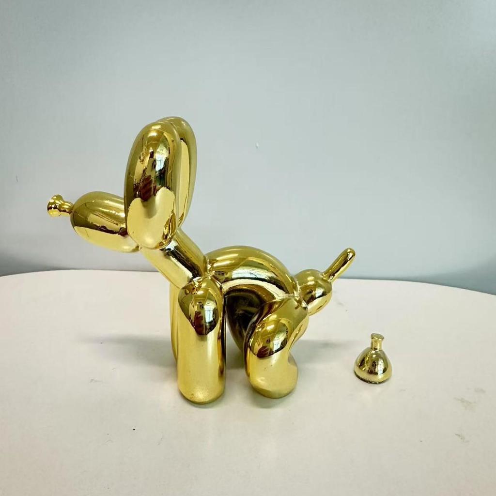 Trendy Resin Poop Dog Balloon Figurine - Modern Home Decor Ornament