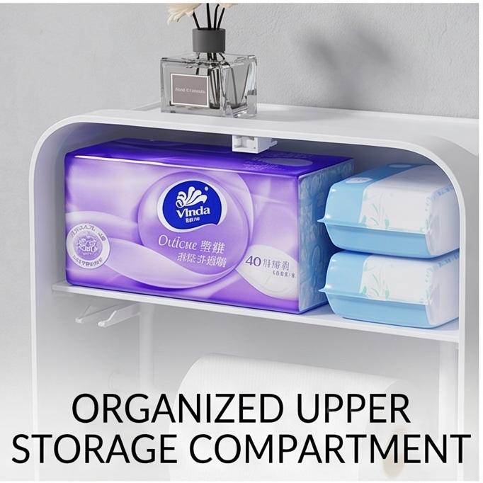 Waterproof No-Drill Wall Mount Toilet Paper Holder, Roll & Tissue Universal White 1/2 Pack For Bathroom Washroom Home Daily Use
