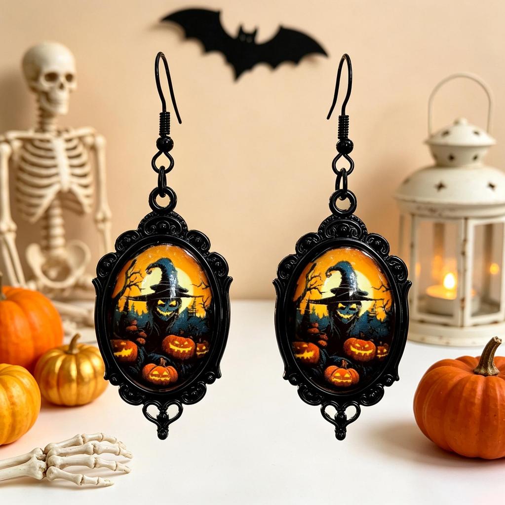 Halloween Dark Series Figure Pendant Earrings - Festival Decorative Ear Hook Style