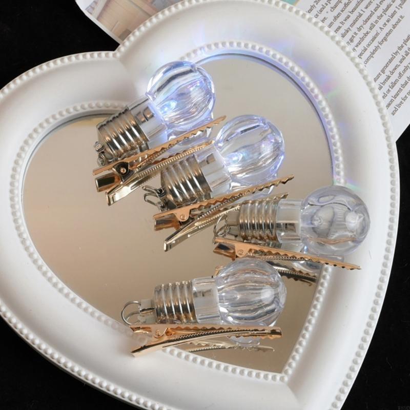 2PCS Led Hair Barrettes Glowing Hair Clip Light Bulb Hair Clip Bulb Hairpins