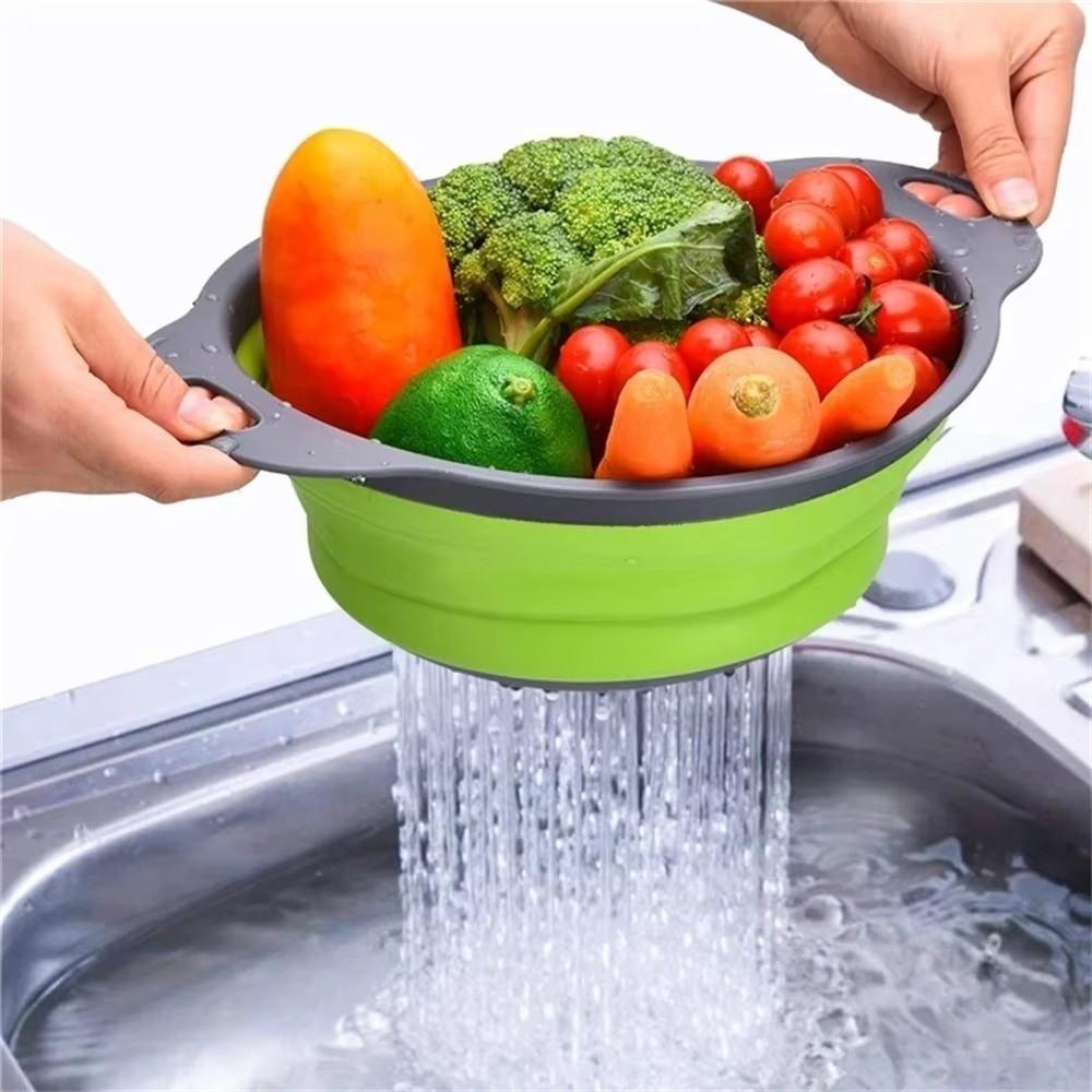 Silikon faltbarer Abtropfkorb Lebensmittelqualität Multifunktionaler Obst- und Gemüsewaschkorb Abtropfvorrichtung Aufbewahrungskörbe