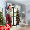 2pcs 2D Flat Printing Merry Christmas Curtain Santa Bird Christmas Tree Snow Fabric Without Electricity Festive Wall Decor for