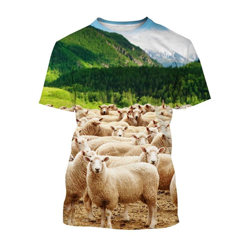 

Футболка с забавным принтом в виде овцы 3D для мужчин и женщин, летняя повседневная футболка с коротким рукавом и круглым вырезом, уличная одежда, топы, футболки, мужская одежда XL